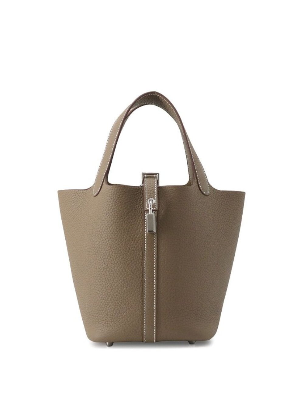 Hermes Handbag Picotin Lock PM Etoupe Silver Taurillon Clemence